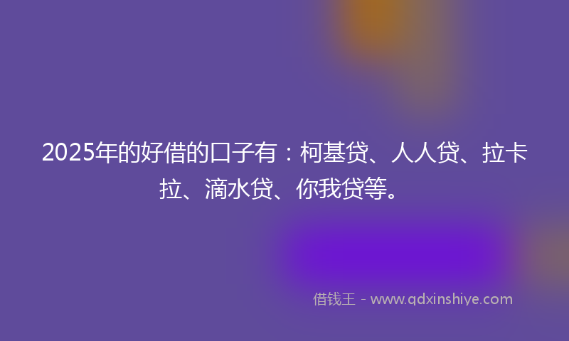 2025年的好借的口子有：柯基贷、人人贷、拉卡拉、滴水贷、你我贷等。