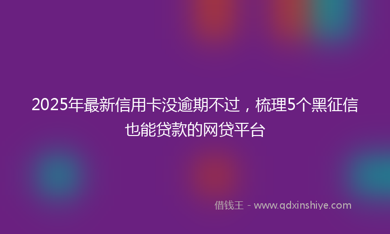 2025年最新信用卡没逾期不过，梳理5个黑征信也能贷款的网贷平台