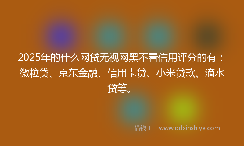 2025年的什么网贷无视网黑不看信用评分的有：微粒贷、京东金融、信用卡贷、小米贷款、滴水贷等。
