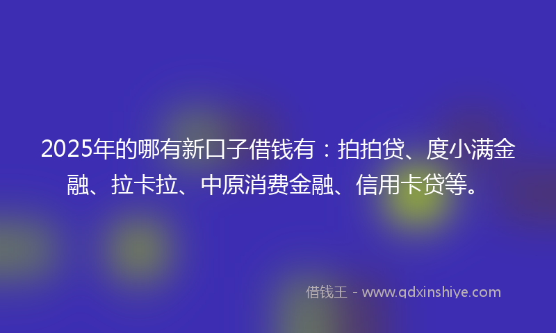 2025年的哪有新口子借钱有：拍拍贷、度小满金融、拉卡拉、中原消费金融、信用卡贷等。