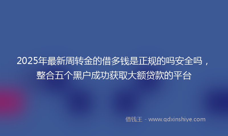 2025年最新周转金的借多钱是正规的吗安全吗，整合五个黑户成功获取大额贷款的平台