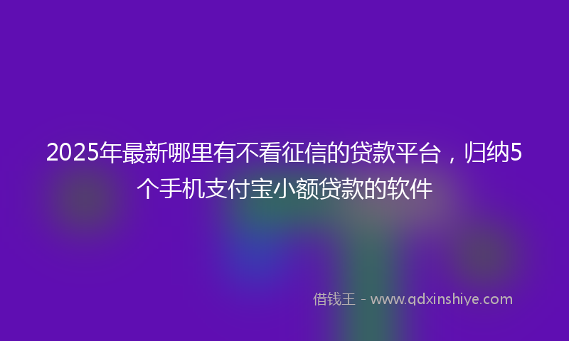 2025年最新哪里有不看征信的贷款平台，归纳5个手机支付宝小额贷款的软件