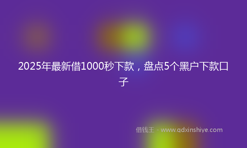 2025年最新借1000秒下款，盘点5个黑户下款口子