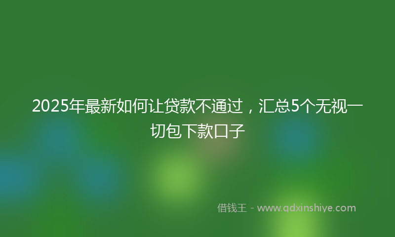 2025年最新如何让贷款不通过，汇总5个无视一切包下款口子