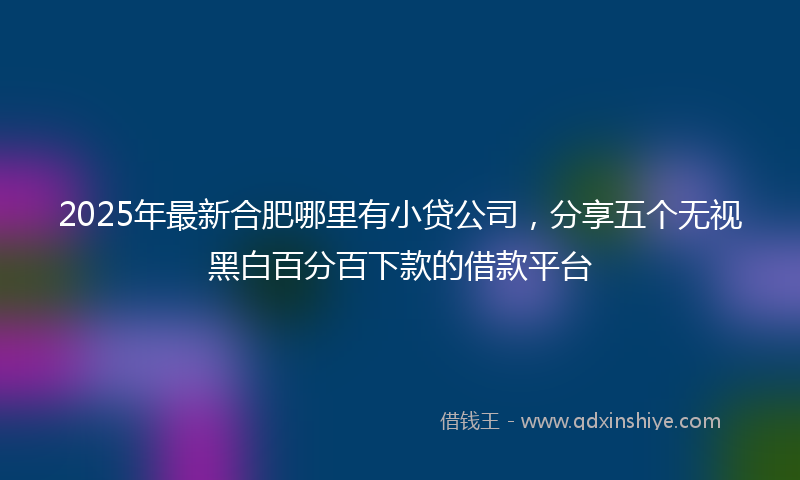 2025年最新合肥哪里有小贷公司，分享五个无视黑白百分百下款的借款平台