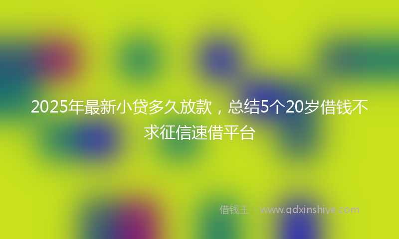 2025年最新小贷多久放款，总结5个20岁借钱不求征信速借平台