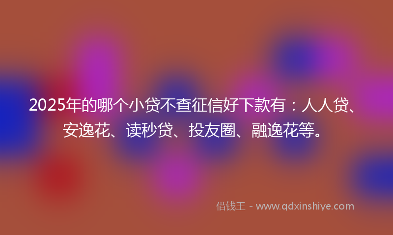 2025年的哪个小贷不查征信好下款有：人人贷、安逸花、读秒贷、投友圈、融逸花等。