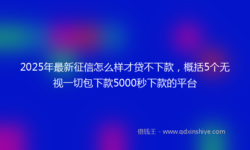 2025年最新征信怎么样才贷不下款，概括5个无视一切包下款5000秒下款的平台