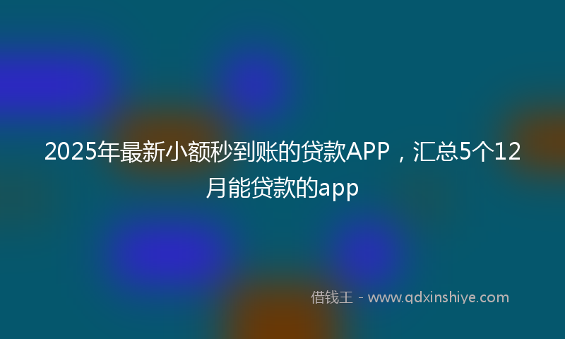 2025年最新小额秒到账的贷款APP，汇总5个12月能贷款的app
