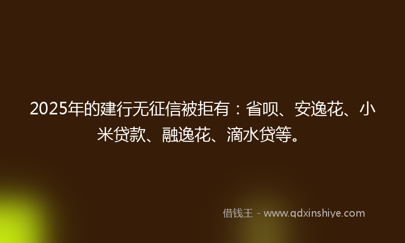 2025年的建行无征信被拒有：省呗、安逸花、小米贷款、融逸花、滴水贷等。