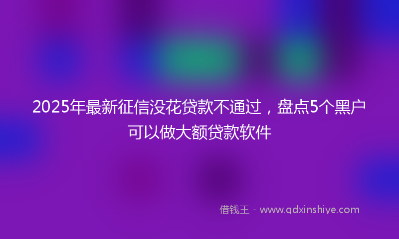 2025年最新征信没花贷款不通过，盘点5个黑户可以做大额贷款软件