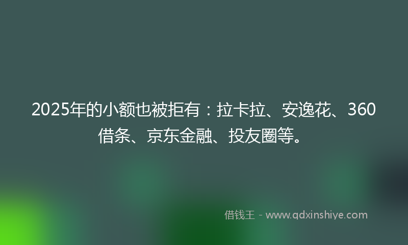 2025年的小额也被拒有：拉卡拉、安逸花、360借条、京东金融、投友圈等。