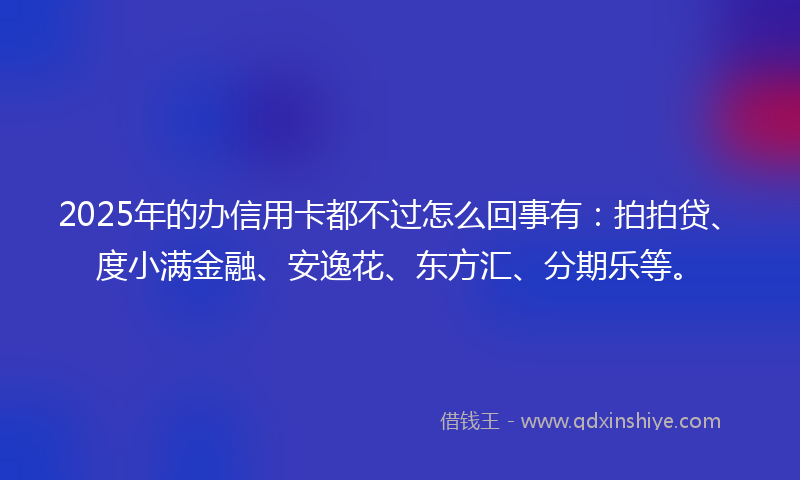 2025年的办信用卡都不过怎么回事有：拍拍贷、度小满金融、安逸花、东方汇、分期乐等。