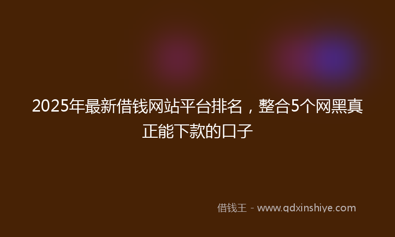 2025年最新借钱网站平台排名，整合5个网黑真正能下款的口子