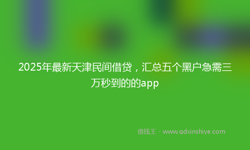 2025年最新天津民间借贷，汇总五个黑户急需三万秒到的的app