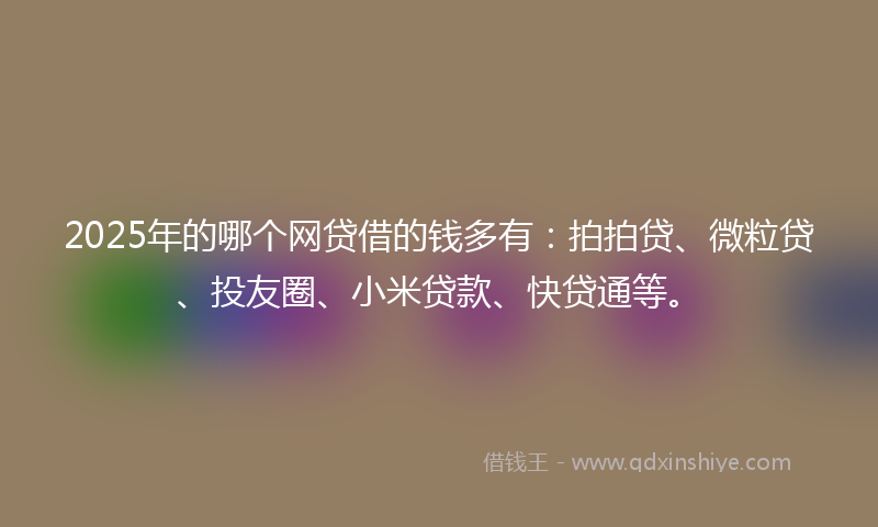 2025年的哪个网贷借的钱多有：拍拍贷、微粒贷、投友圈、小米贷款、快贷通等。