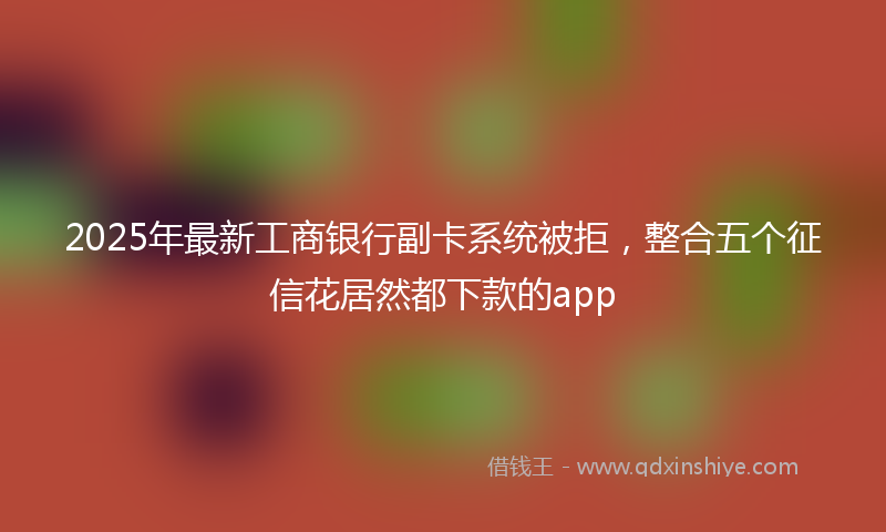 2025年最新工商银行副卡系统被拒，整合五个征信花居然都下款的app