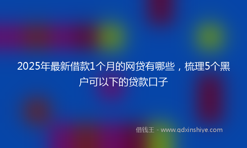 2025年最新借款1个月的网贷有哪些，梳理5个黑户可以下的贷款口子