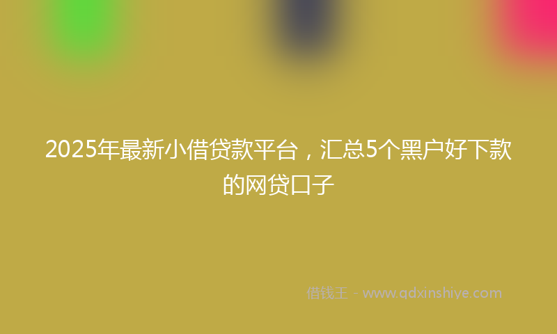 2025年最新小借贷款平台，汇总5个黑户好下款的网贷口子
