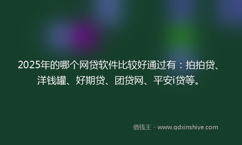 2025年的哪个网贷软件比较好通过有：拍拍贷、洋钱罐、好期贷、团贷网、平安i贷等。