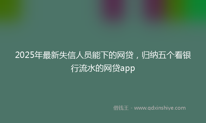 2025年最新失信人员能下的网贷，归纳五个看银行流水的网贷app