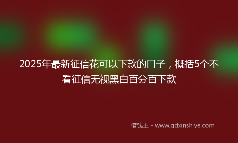 2025年最新征信花可以下款的口子，概括5个不看征信无视黑白百分百下款