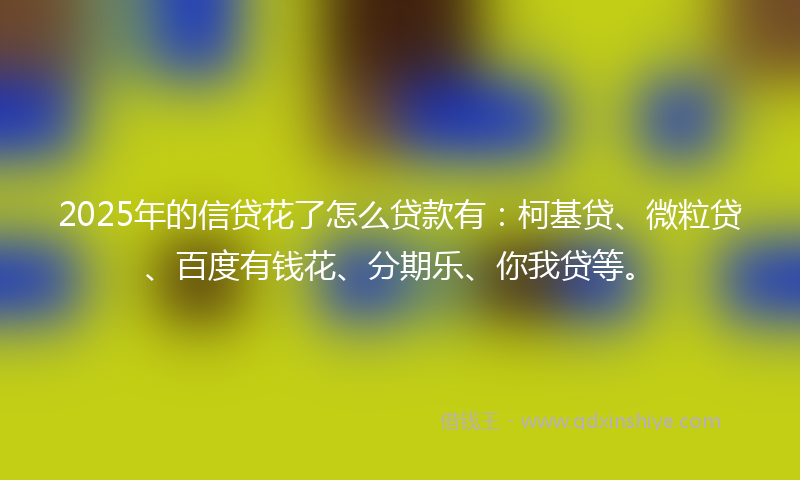 2025年的信贷花了怎么贷款有：柯基贷、微粒贷、百度有钱花、分期乐、你我贷等。