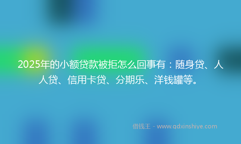 2025年的小额贷款被拒怎么回事有：随身贷、人人贷、信用卡贷、分期乐、洋钱罐等。