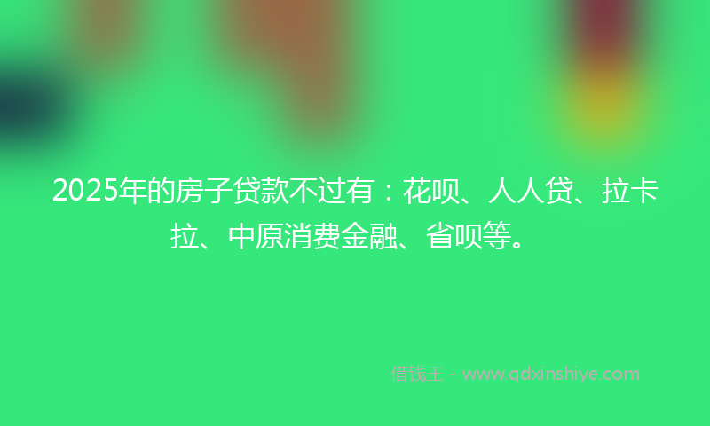 2025年的房子贷款不过有：花呗、人人贷、拉卡拉、中原消费金融、省呗等。