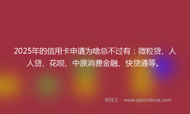 2025年的信用卡申请为啥总不过有：微粒贷、人人贷、花呗、中原消费金融、快贷通等。