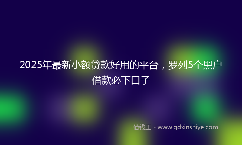 2025年最新小额贷款好用的平台，罗列5个黑户借款必下口子