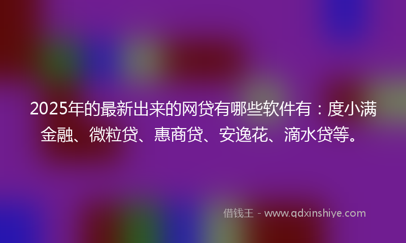 2025年的最新出来的网贷有哪些软件有：度小满金融、微粒贷、惠商贷、安逸花、滴水贷等。