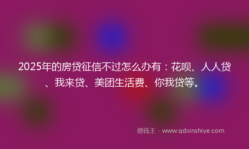 2025年的房贷征信不过怎么办有：花呗、人人贷、我来贷、美团生活费、你我贷等。