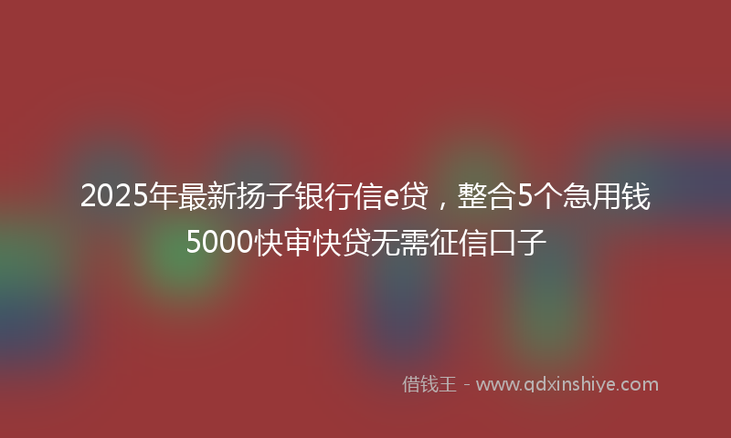 2025年最新扬子银行信e贷，整合5个急用钱5000快审快贷无需征信口子