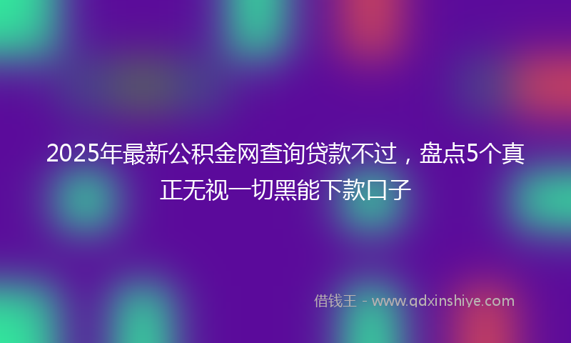 2025年最新公积金网查询贷款不过，盘点5个真正无视一切黑能下款口子