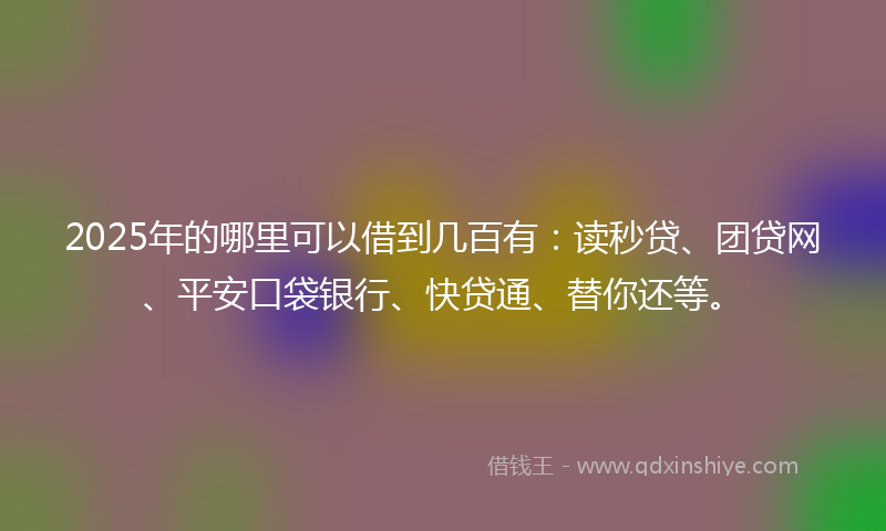 2025年的哪里可以借到几百有：读秒贷、团贷网、平安口袋银行、快贷通、替你还等。