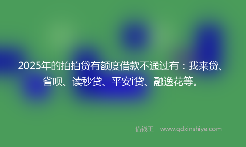 2025年的拍拍贷有额度借款不通过有：我来贷、省呗、读秒贷、平安i贷、融逸花等。