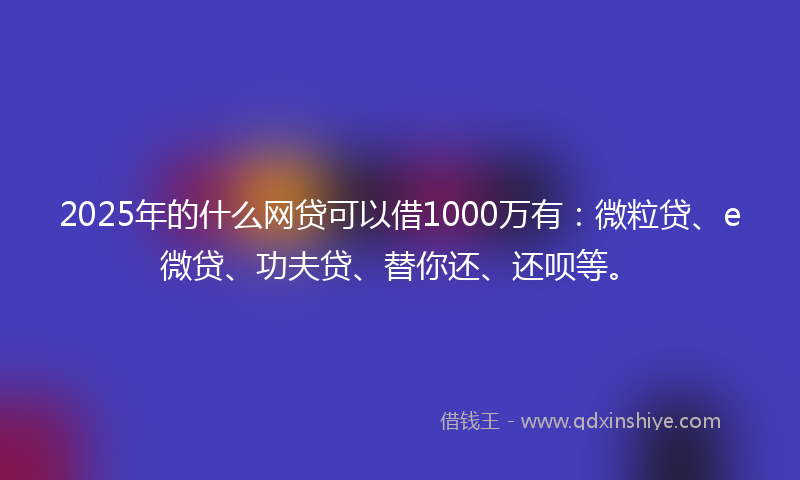 2025年的什么网贷可以借1000万有：微粒贷、e微贷、功夫贷、替你还、还呗等。