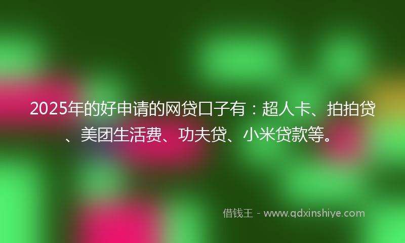 2025年的好申请的网贷口子有：超人卡、拍拍贷、美团生活费、功夫贷、小米贷款等。