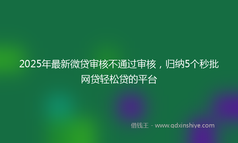 2025年最新微贷审核不通过审核，归纳5个秒批网贷轻松贷的平台