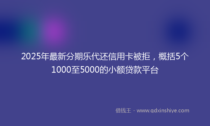 2025年最新分期乐代还信用卡被拒，概括5个1000至5000的小额贷款平台