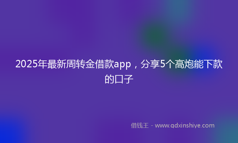 2025年最新周转金借款app，分享5个高炮能下款的口子