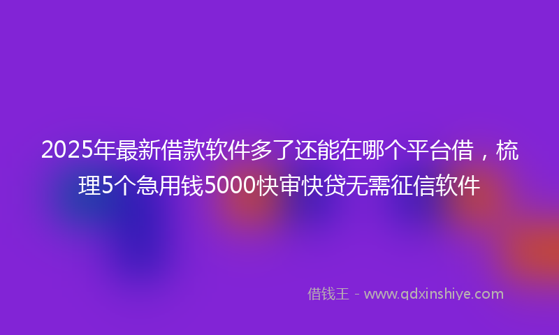 2025年最新借款软件多了还能在哪个平台借，梳理5个急用钱5000快审快贷无需征信软件