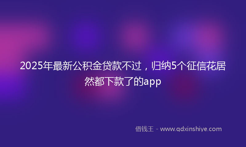 2025年最新公积金贷款不过，归纳5个征信花居然都下款了的app