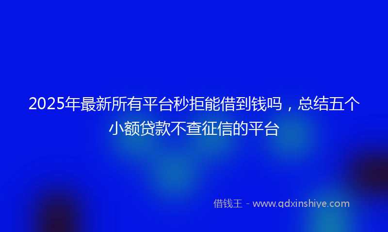 2025年最新所有平台秒拒能借到钱吗，总结五个小额贷款不查征信的平台