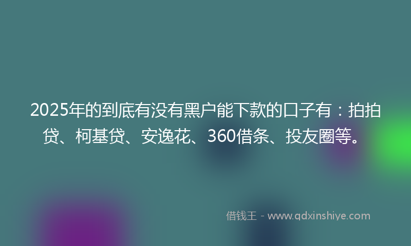 2025年的到底有没有黑户能下款的口子有：拍拍贷、柯基贷、安逸花、360借条、投友圈等。