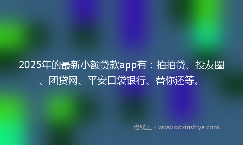 2025年的最新小额贷款app有：拍拍贷、投友圈、团贷网、平安口袋银行、替你还等。