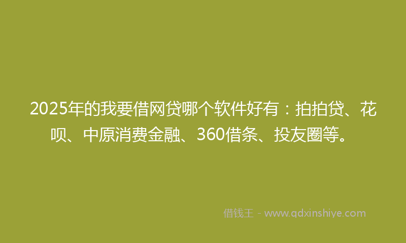 2025年的我要借网贷哪个软件好有：拍拍贷、花呗、中原消费金融、360借条、投友圈等。