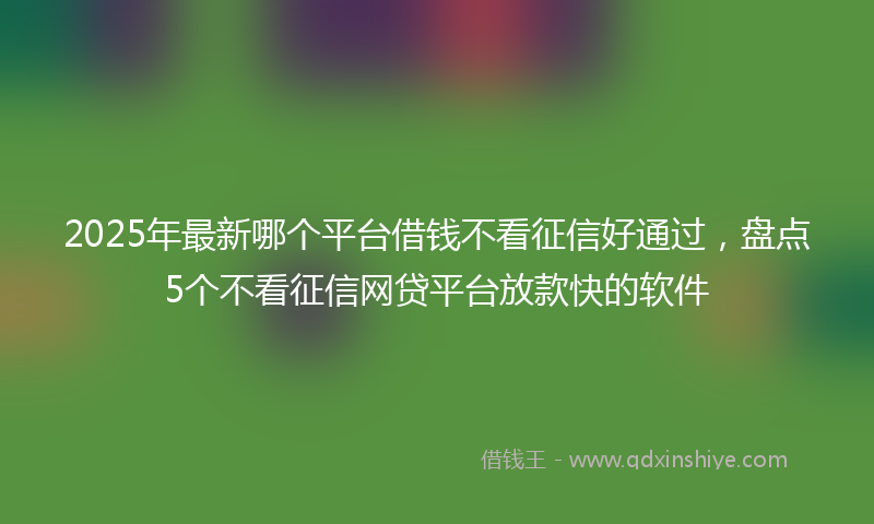 2025年最新哪个平台借钱不看征信好通过，盘点5个不看征信网贷平台放款快的软件