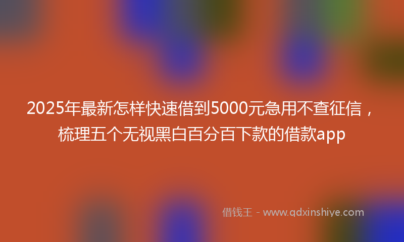 2025年最新怎样快速借到5000元急用不查征信，梳理五个无视黑白百分百下款的借款app